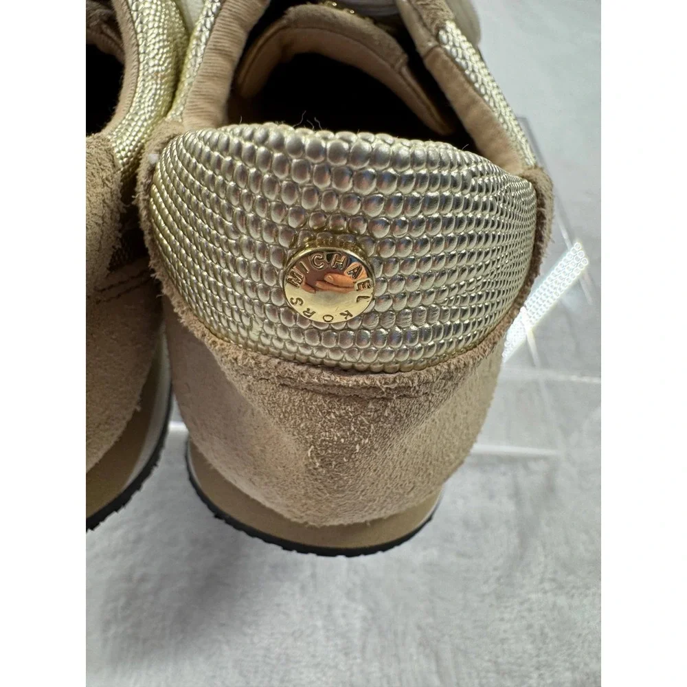 Michael Kors Stanton Trainer Sneakers Women's 6.5M Metallic Gold Lace Up Low Top